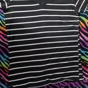 Heart Hips Black and White Striped Kids Tee